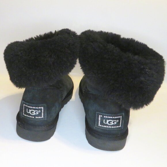 Ugg Women's Bailey Button Bling Boot black size 6 - Picture 2 of 8